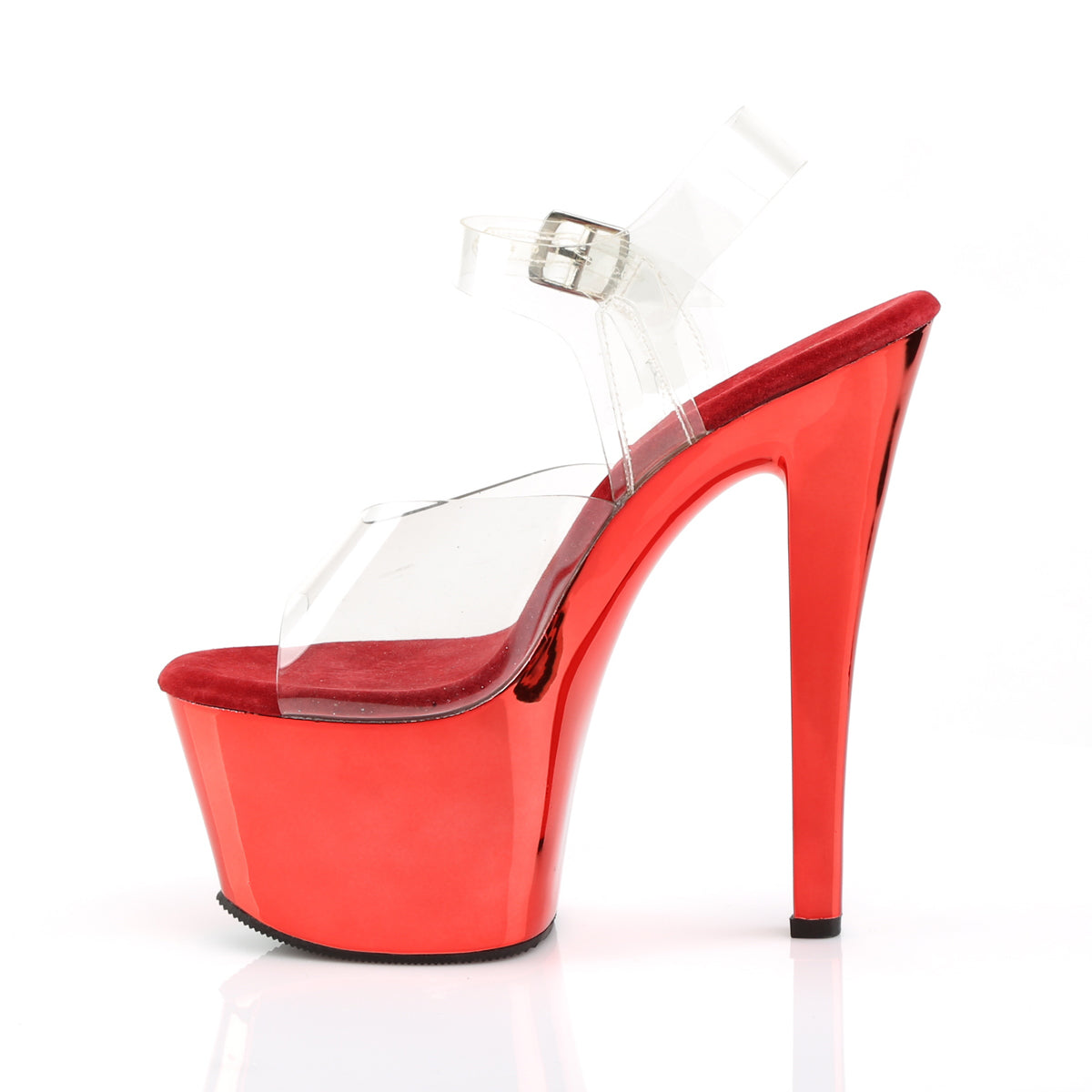 SKY-308 Pleaser Clear/Red Chrome Platform Shoes (Sexy Shoes)