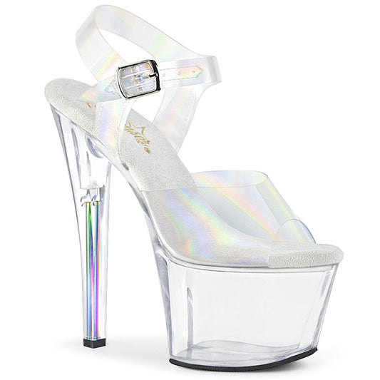 SKY-308N-RBH Strippers Heels Pleaser Platforms (Exotic Dancing) Clr Hologram TPU/Clr