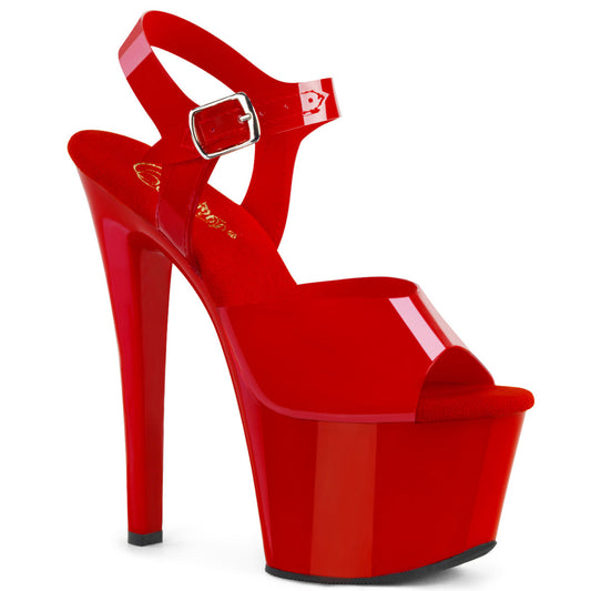 SKY-308N Strippers Heels Pleaser Platforms (Exotic Dancing) Red (Jelly-Like) TPU/Red