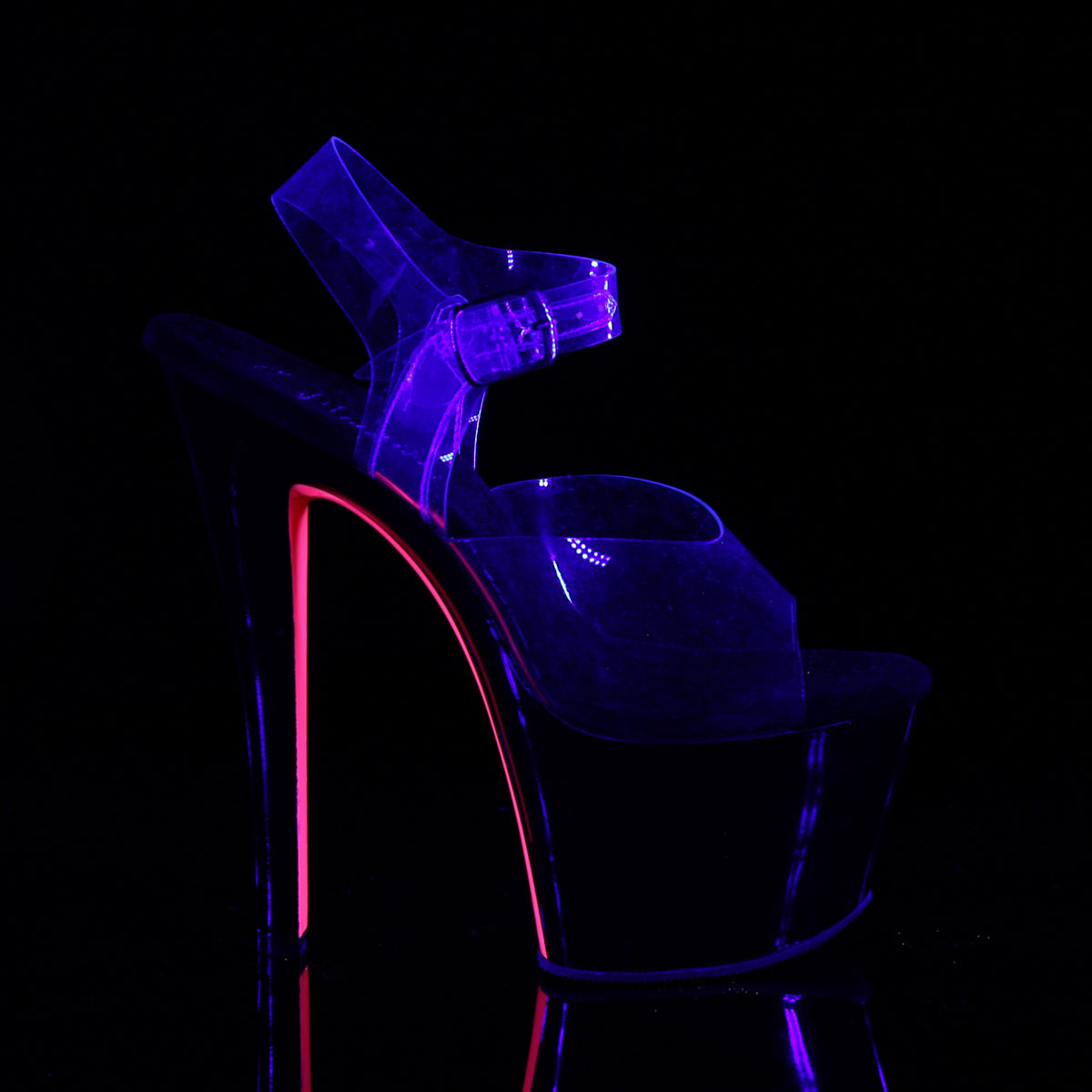 SKY-308TT Pleaser Clear/Black-Neon Pink Platform Shoes (Sexy Shoes)