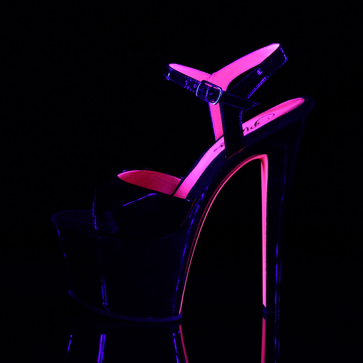 SKY-309TT Pleaser Black Patent-Neon H Pink Platform Shoes (Sexy Shoes)