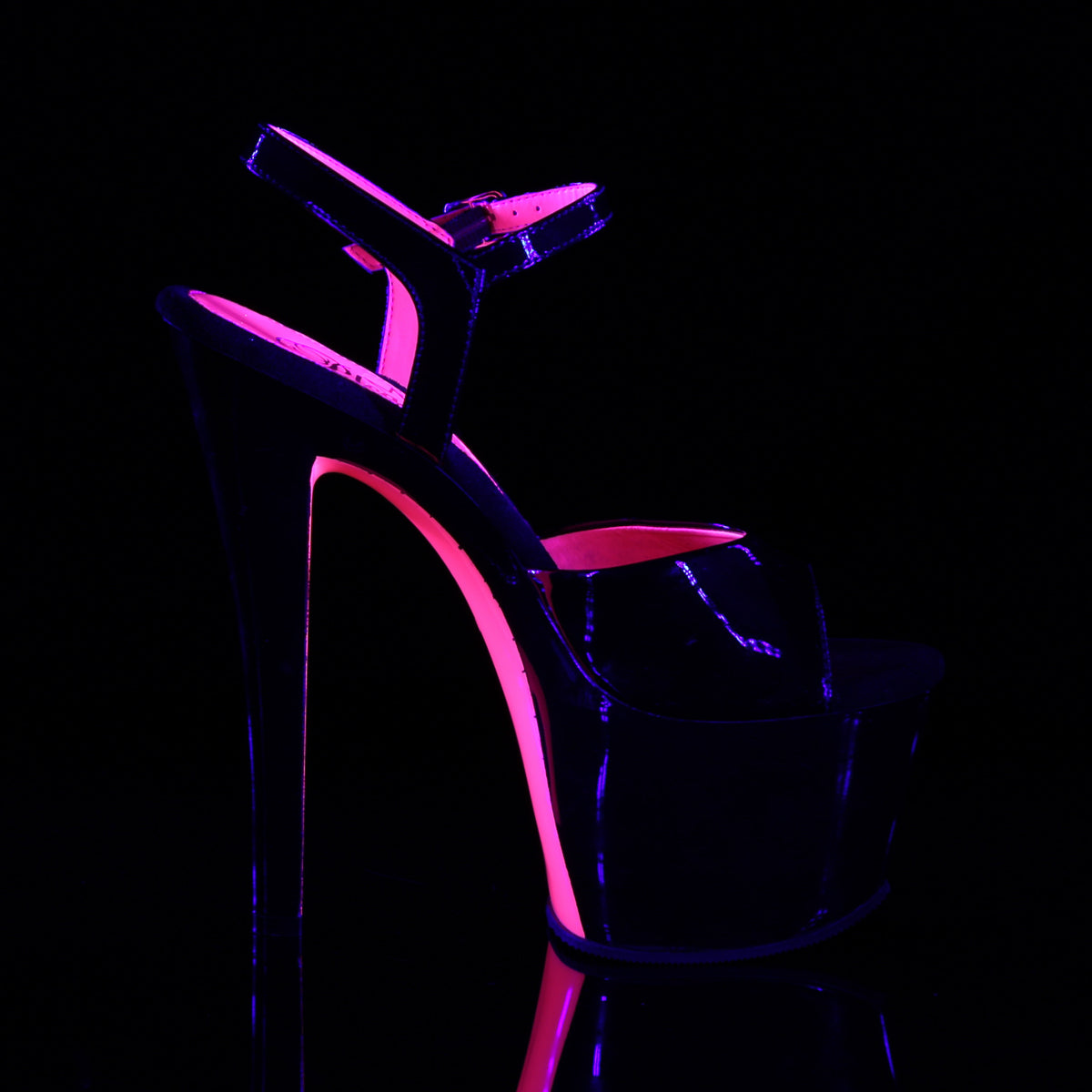 SKY-309TT Pleaser Black Patent-Neon H Pink Platform Shoes (Sexy Shoes)