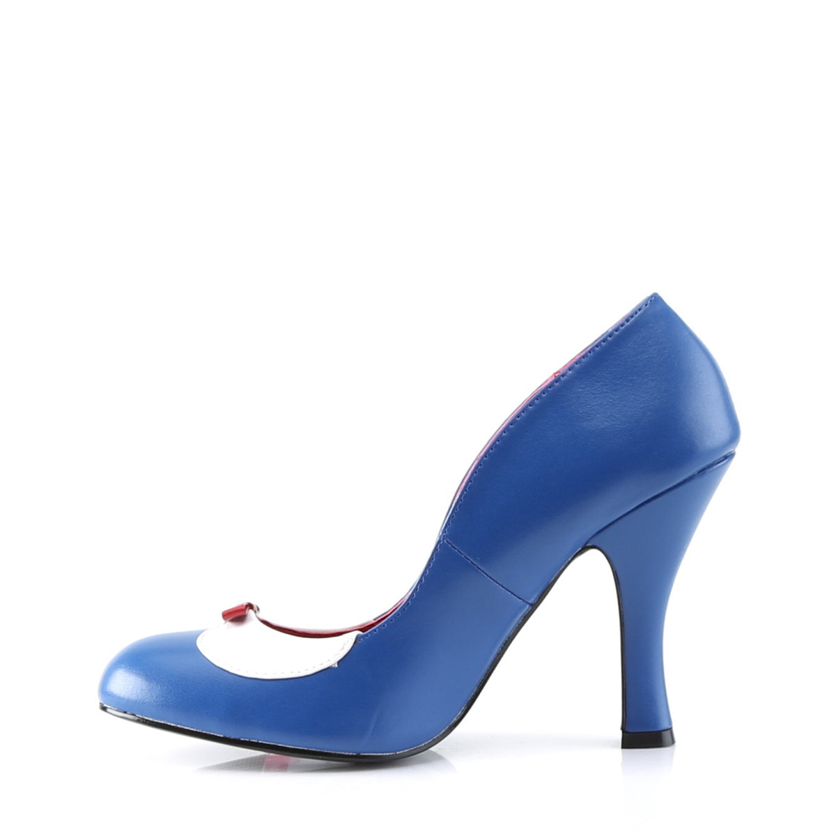 SMITTEN-05 Pin Up Couture Navy Blue-White Pu Single Soles (Retro Glamour Shoes)