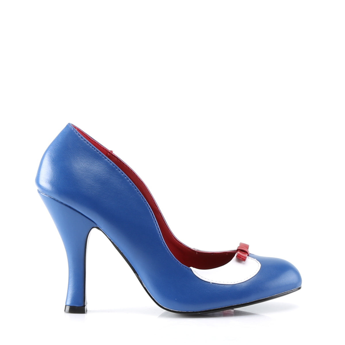 SMITTEN-05 Pin Up Couture Navy Blue-White Pu Single Soles (Retro Glamour Shoes)