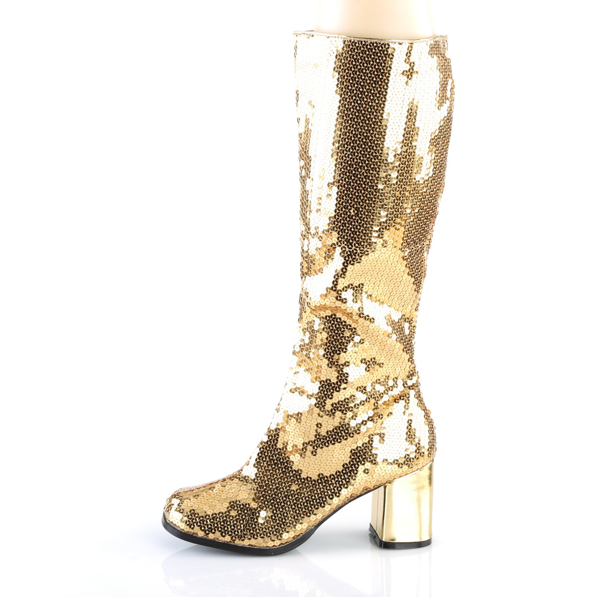 SPECTACUL-300SQ Bordello Gold Sequins Boots (Sexy Shoes)