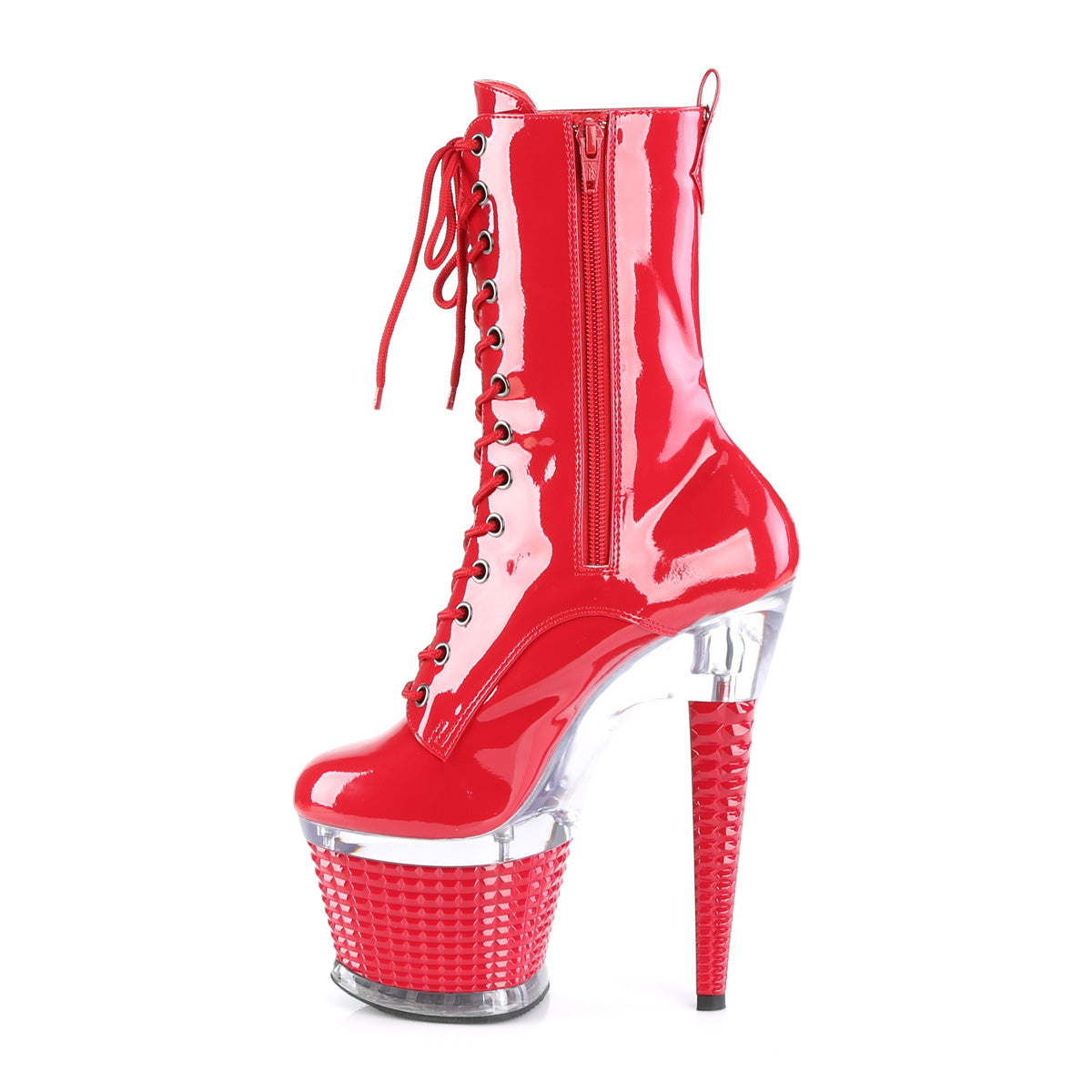 SPECTATOR-1040 Pleaser Red/Clear-Red Platform Shoes (Sexy Ankle Boots)