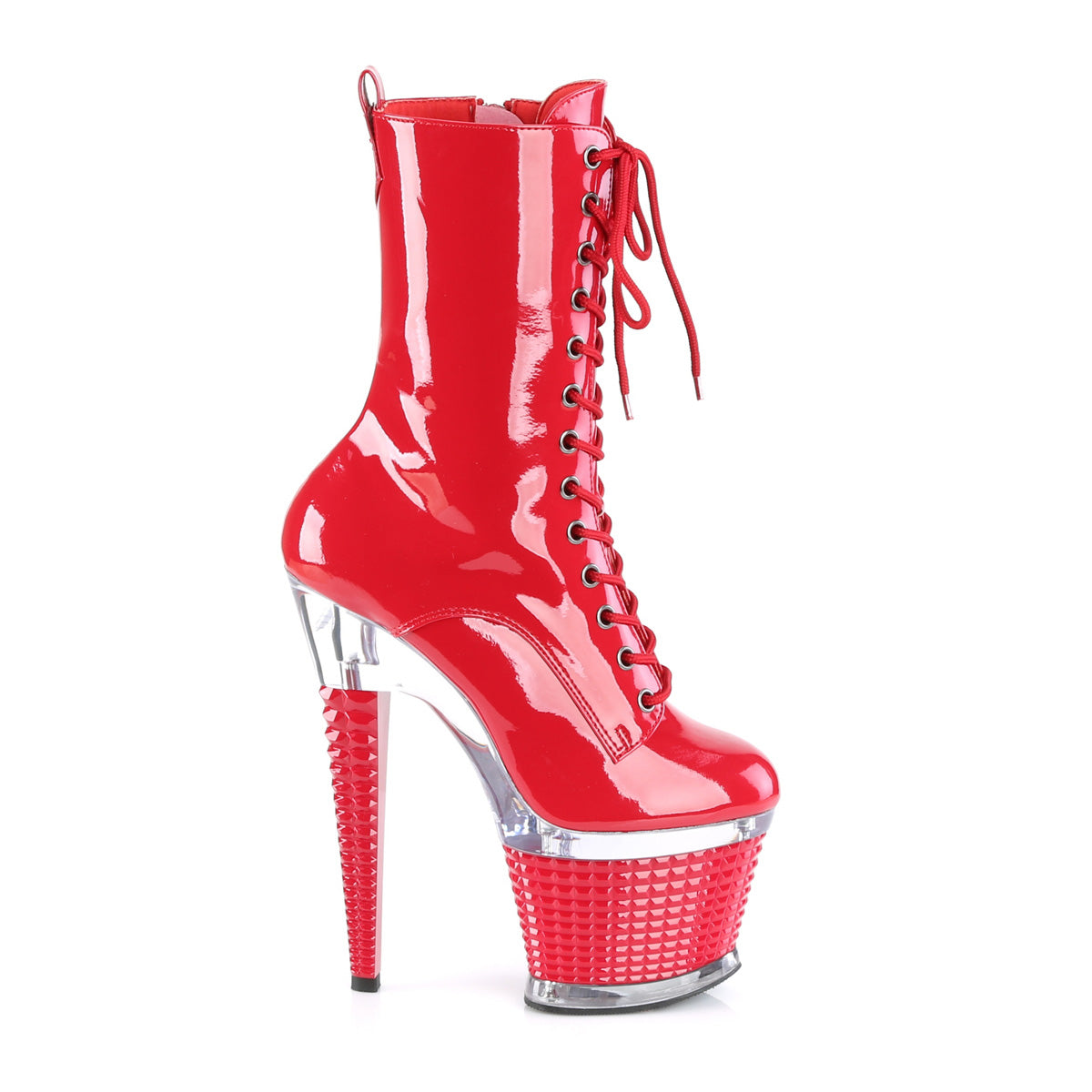 SPECTATOR-1040 Pleaser Red/Clear-Red Platform Shoes (Sexy Ankle Boots)