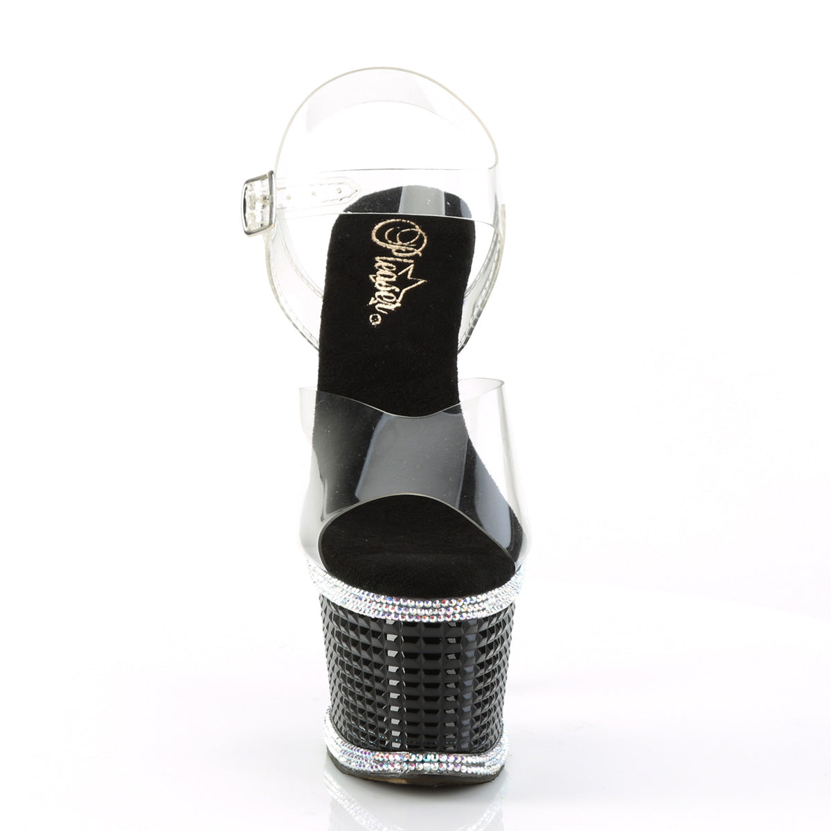 SPECTATOR-708RS Pleaser Clear/Black-Rhinestones Platform Shoes (Sexy Shoes)