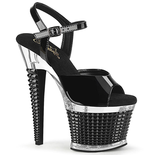 SPECTATOR-709 Strippers Heels Pleaser Platforms (Exotic Dancing) Blk Pat/Clr-Blk