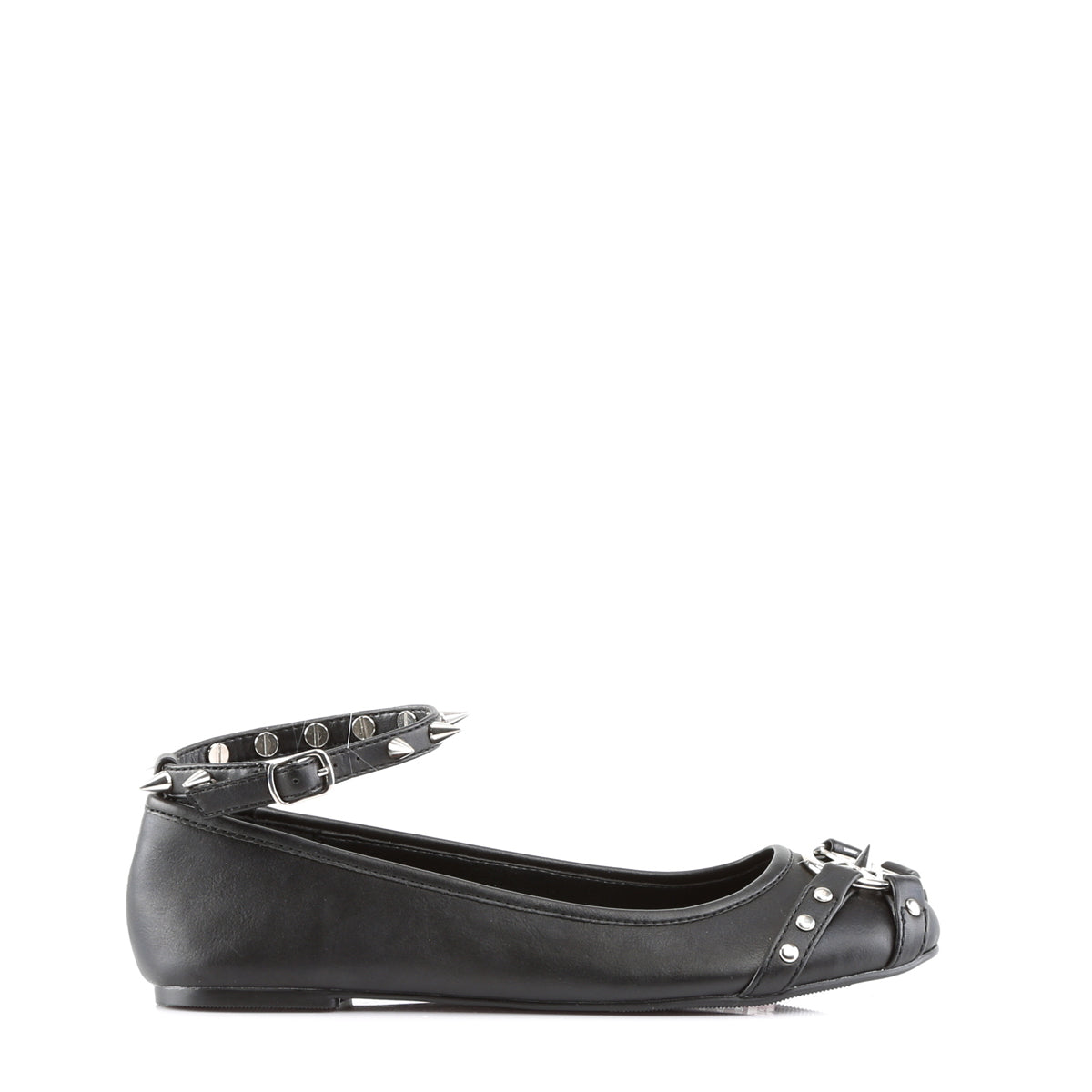 STAR-23 Demonia Black Vegan Leather Women's Flats (Alternative Footwear)