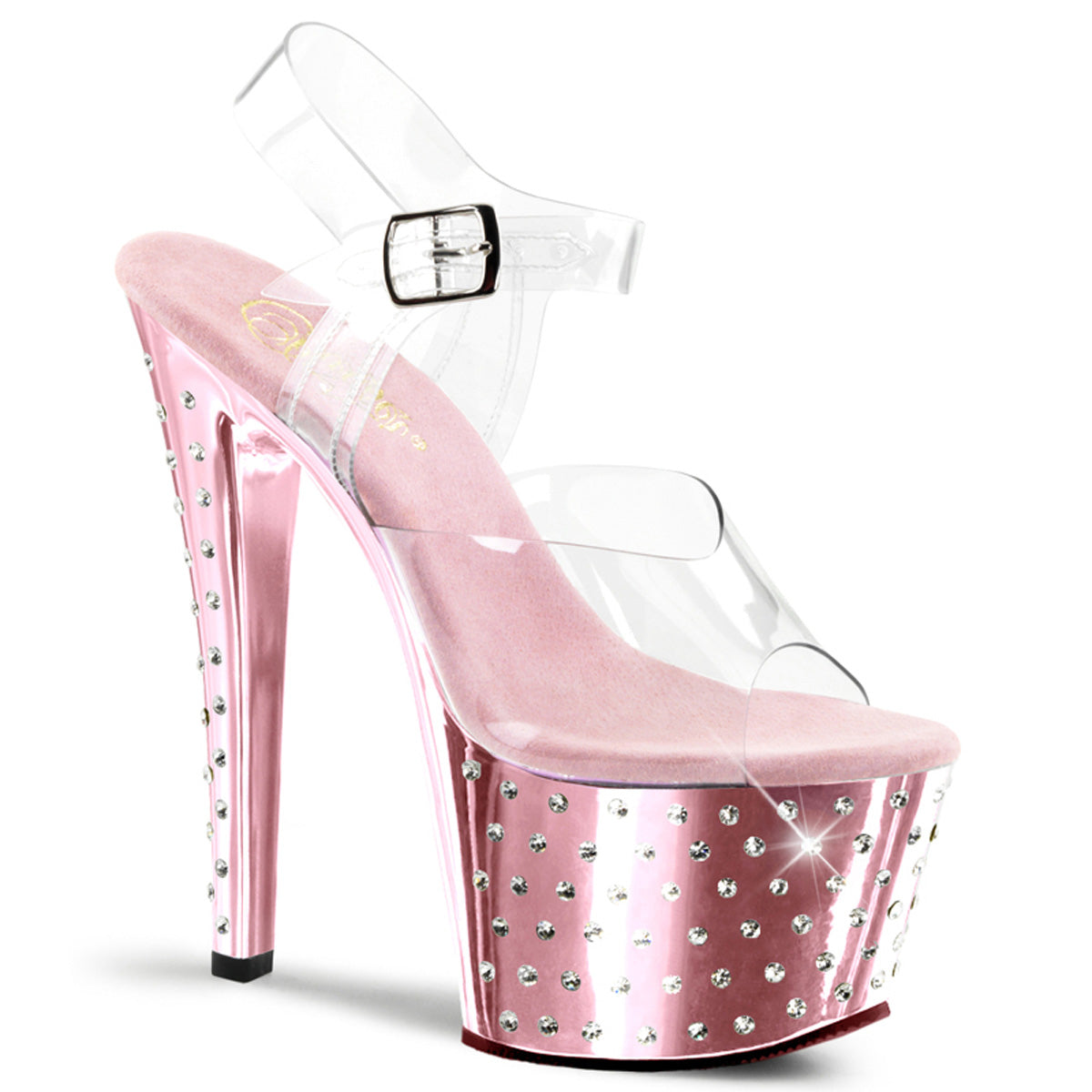 STARDUST-708 Pleaser Clear/B Pink Chrome Platform Shoes (Sexy Shoes)