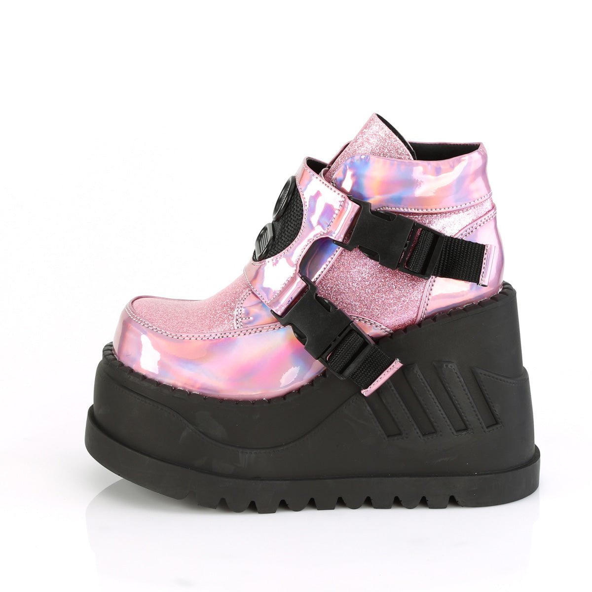 STOMP-15 Demonia Pink Hologram-Glitter Women's Ankle Boots (Alternative Footwear)