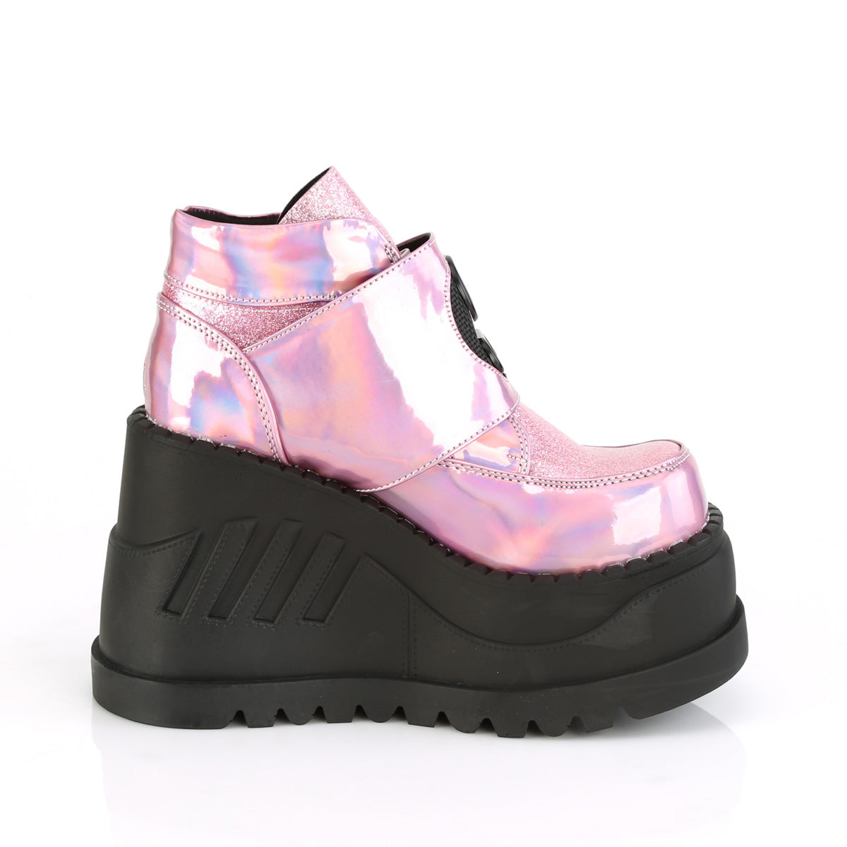 STOMP-15 Demonia Pink Hologram-Glitter Women's Ankle Boots (Alternative Footwear)