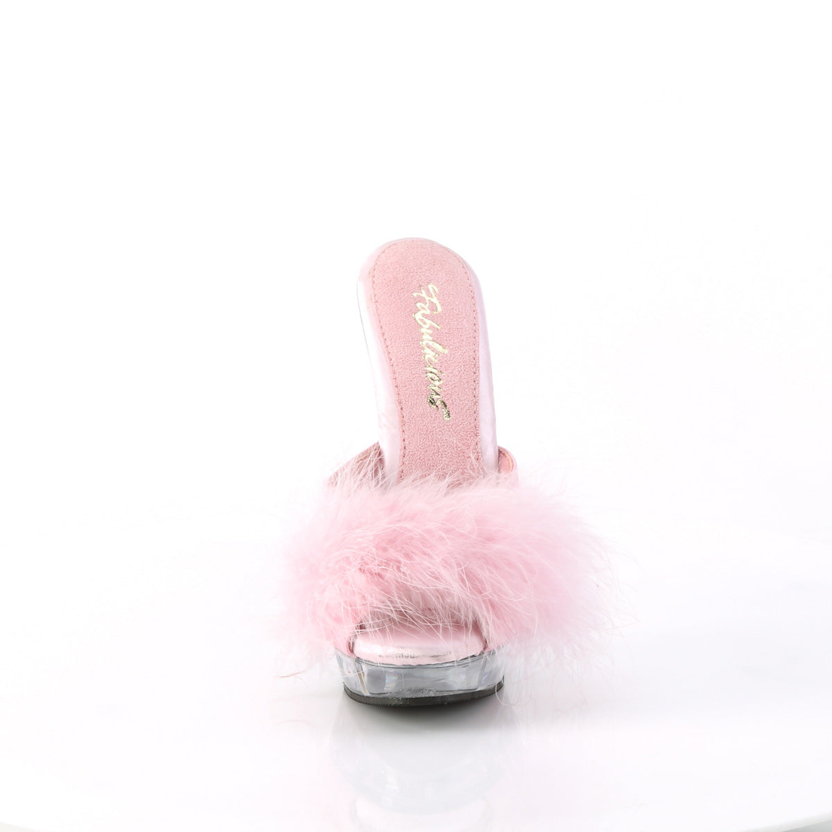 SULTRY-601F Fabulicious B Pink Pu-Marabou Fur/Clear Shoes (Sexy Shoes)