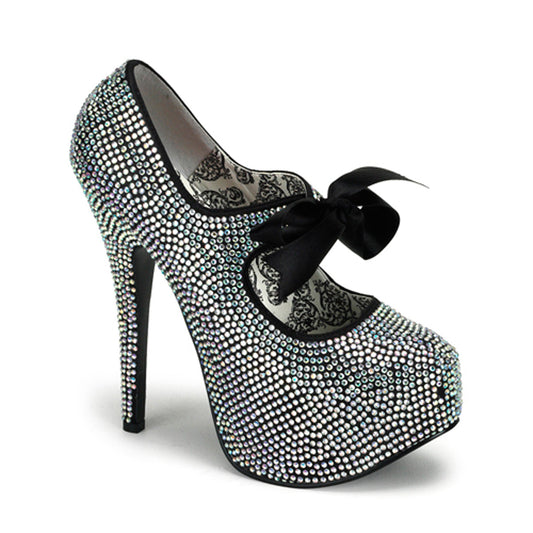 TEEZE-04R Pin Up Girl Shoes Bordello Shoes Iridescent Rhinestones