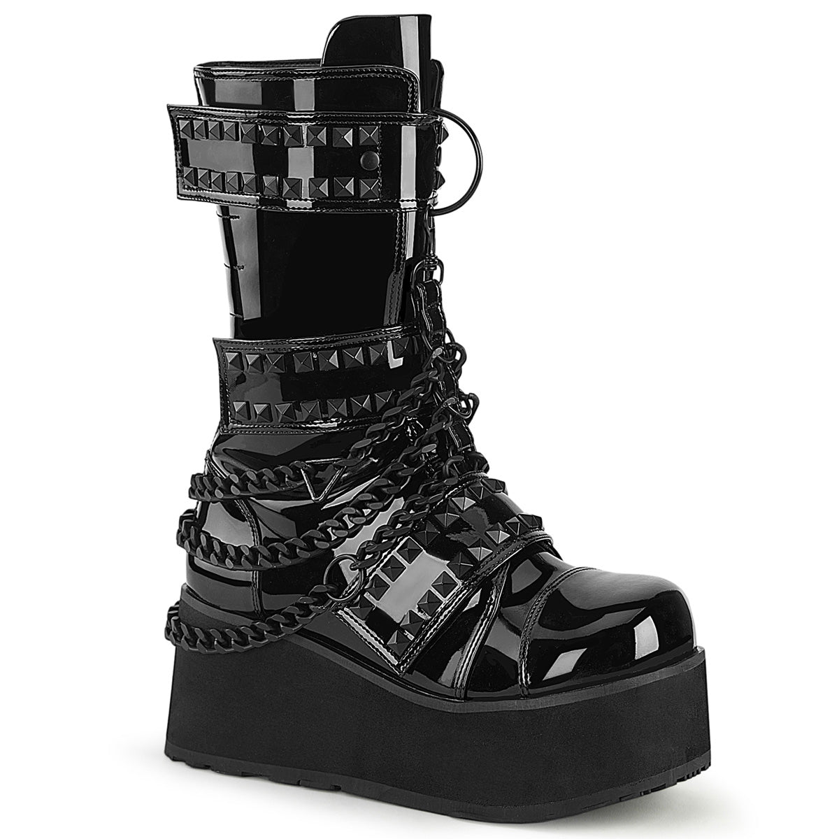 TRASHVILLE-138 Alternative Footwear Demonia Unisex Platform Shoes & Boots Blk Pat