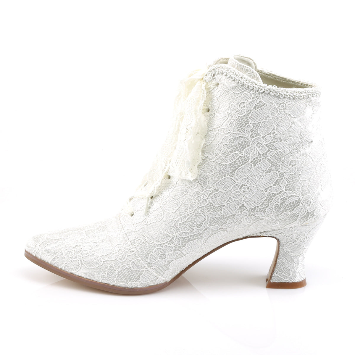 VICTORIAN-30 Fabulicious Ivory Satin-Lace Boots (Sexy Shoes)