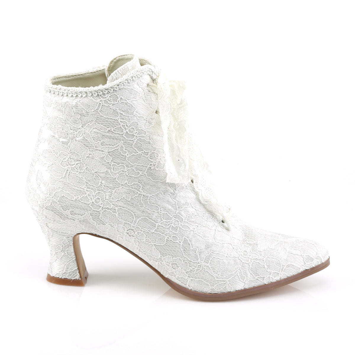 VICTORIAN-30 Fabulicious Ivory Satin-Lace Boots (Sexy Shoes)