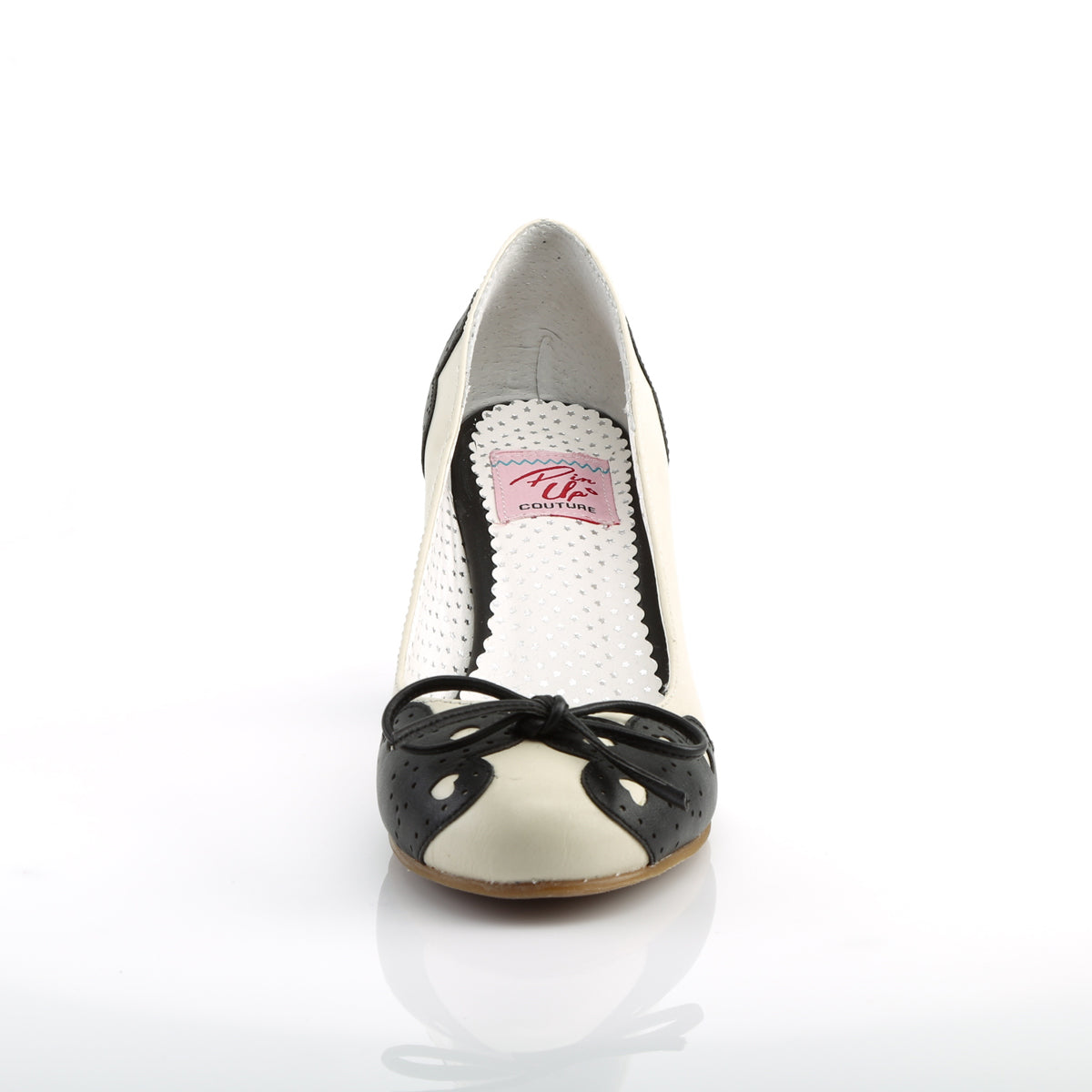 WIGGLE-17 Pin Up Couture Black-Cream Faux Leather Single Soles (Retro Glamour Shoes)