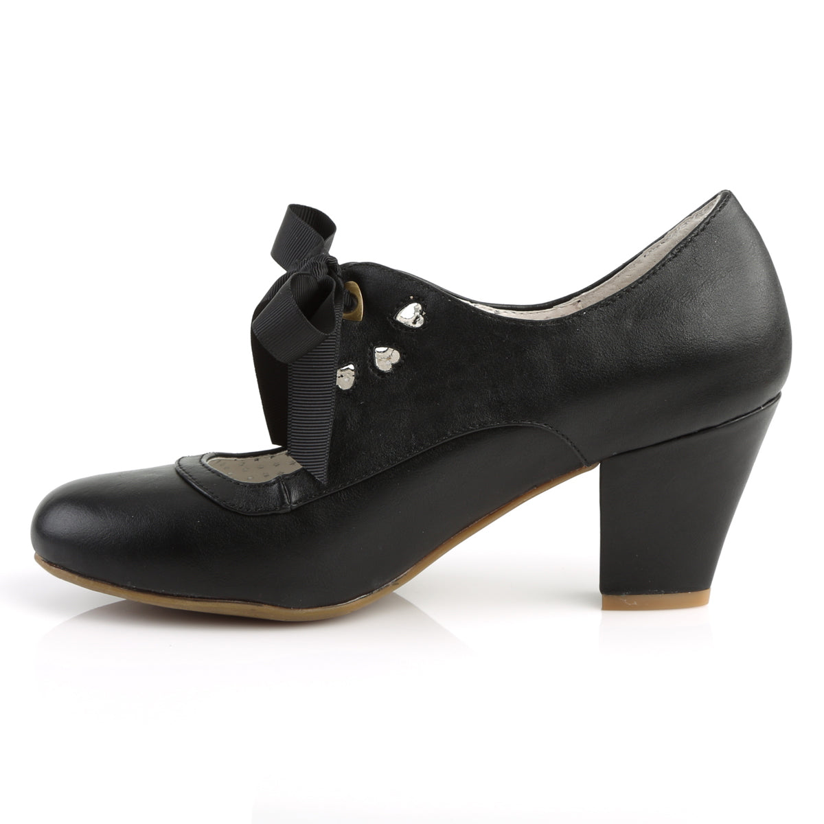 WIGGLE-32 Pin Up Couture Black Faux Leather Single Soles (Sexy Shoes)