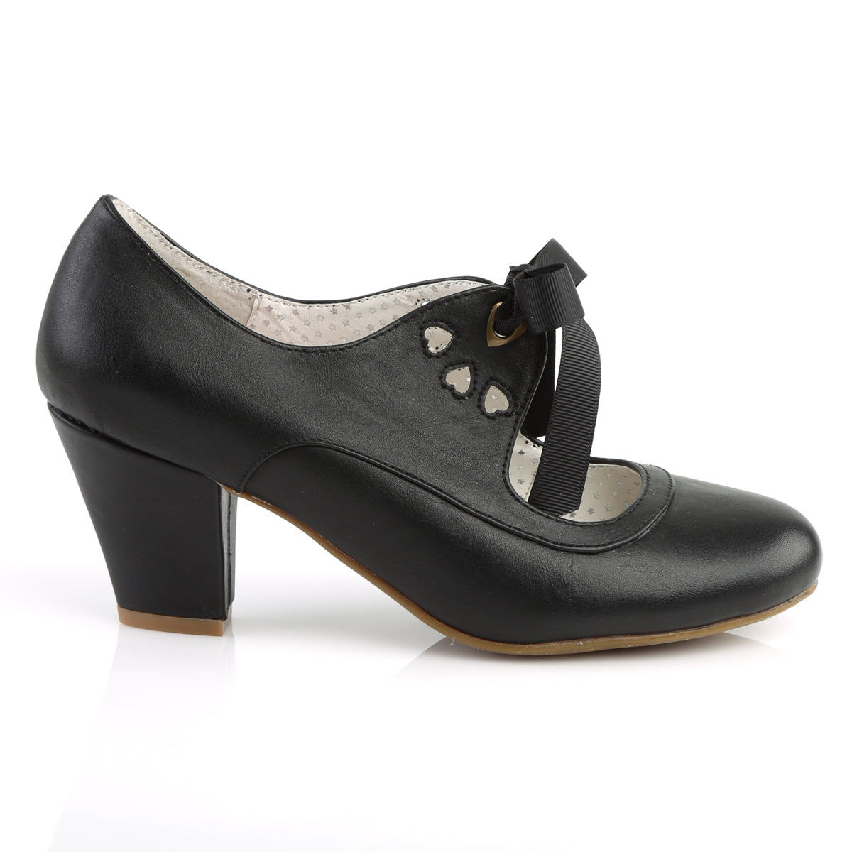 WIGGLE-32 Pin Up Couture Black Faux Leather Single Soles (Sexy Shoes)