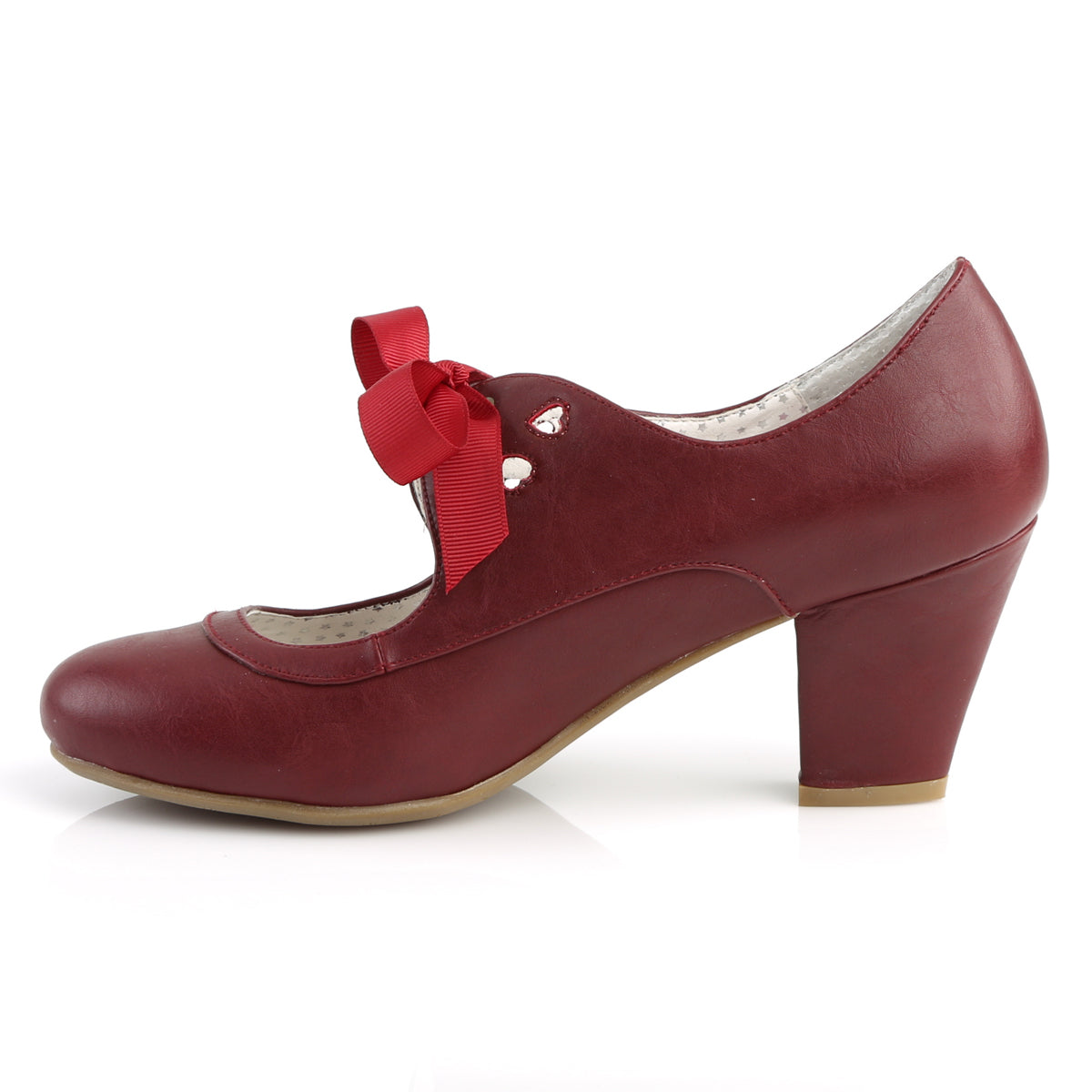 WIGGLE-32 Pin Up Couture Burgundy Faux Leather Single Soles (Retro Glamour Shoes)