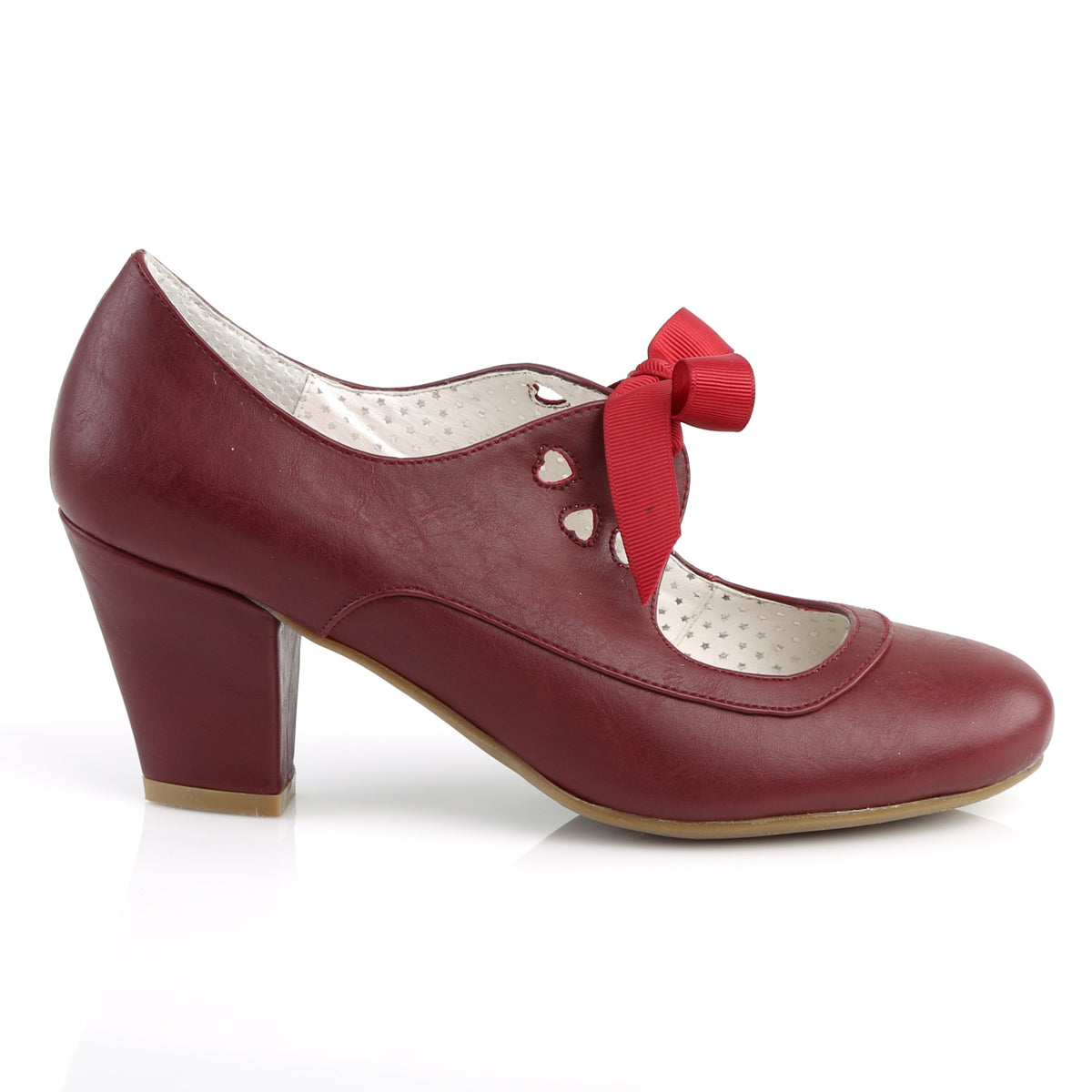 WIGGLE-32 Pin Up Couture Burgundy Faux Leather Single Soles (Retro Glamour Shoes)