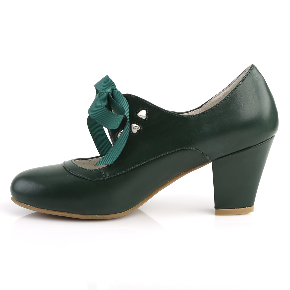 WIGGLE-32 Pin Up Couture Dark Green Faux Leather Single Soles (Sexy Shoes)