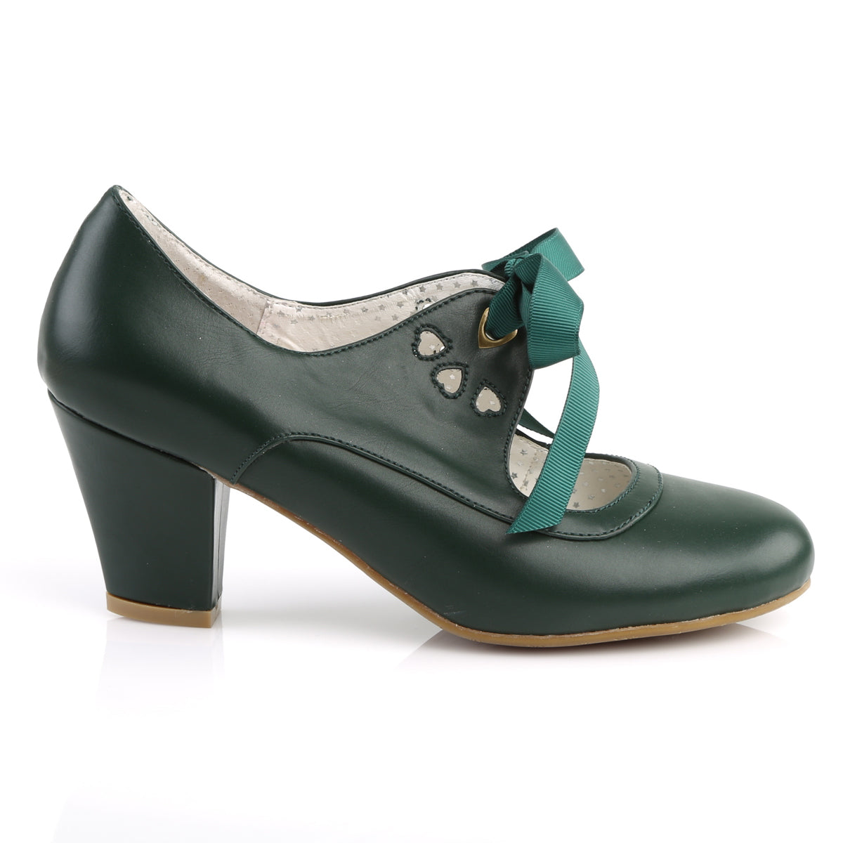 WIGGLE-32 Pin Up Couture Dark Green Faux Leather Single Soles (Sexy Shoes)