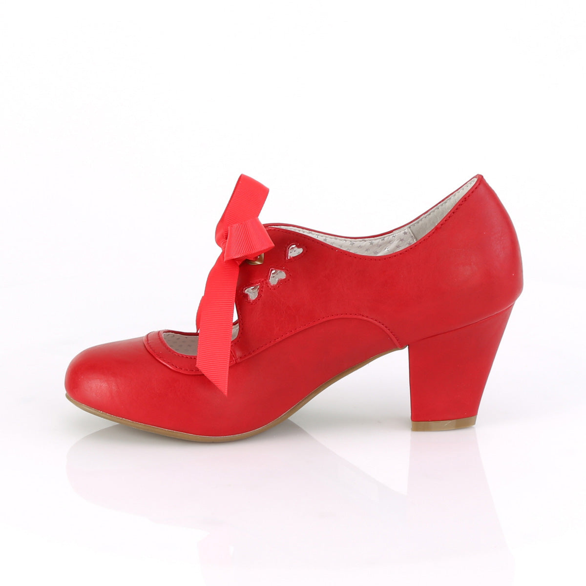 WIGGLE-32 Pin Up Couture Red Faux Leather Single Soles (Sexy Shoes)