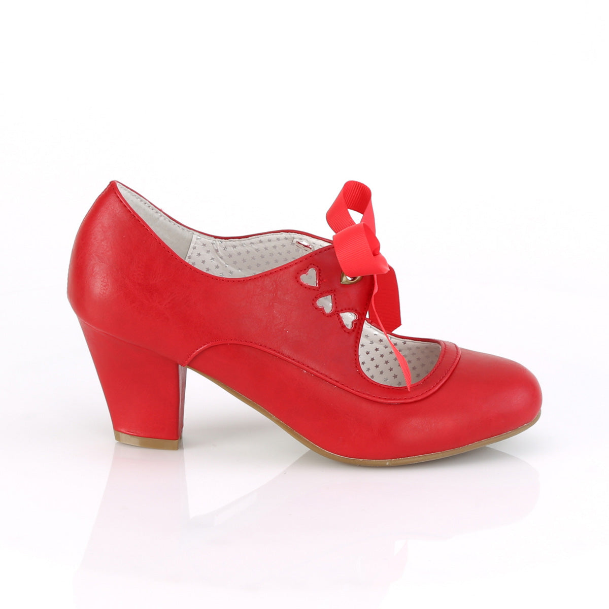 WIGGLE-32 Pin Up Couture Red Faux Leather Single Soles (Sexy Shoes)