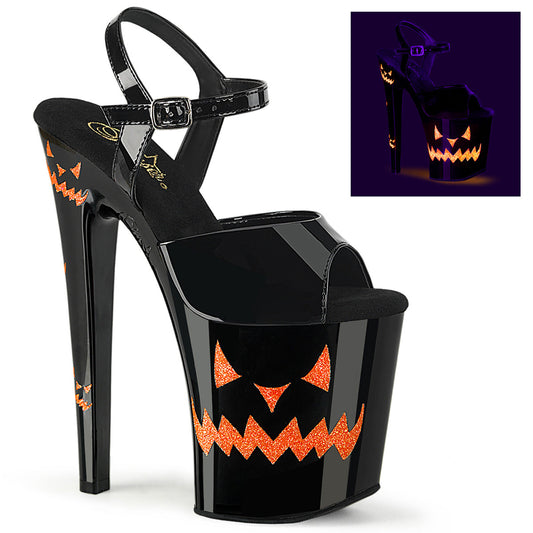 XTREME-809JOL Pleaser Black Patent-Neon Orange Platform Shoes (Sexy Shoes)